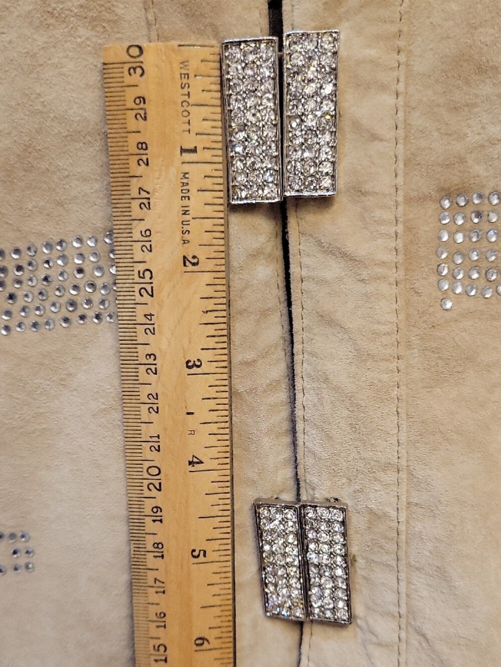 Women's Rhinestone Embellished Suede Jacket - Picture 5 of 10